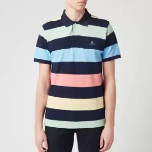 image of GANT Mens Barstripe Pique Rugger Polo Shirt - Multi - L