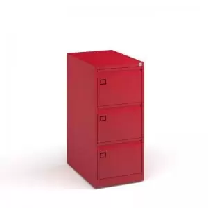 image of Steel 3 drawer executive filing cabinet 1016mm high - red