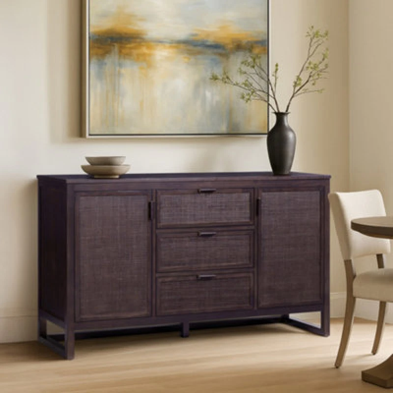 Image of Teamson Home Hatteras Wooden Sideboard 3 Drawers 2 Doors, Espresso