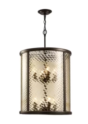 image of Asia Ceiling Pendant 8 Light E14 Oiled Bronze, Clear Glass