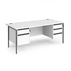 Image of Dams International Straight Desk with White MFC Top and Graphite H-Frame Legs and Two & Three Lockable Drawer Pedestals Contract 25 1800 x 800 x 725mm