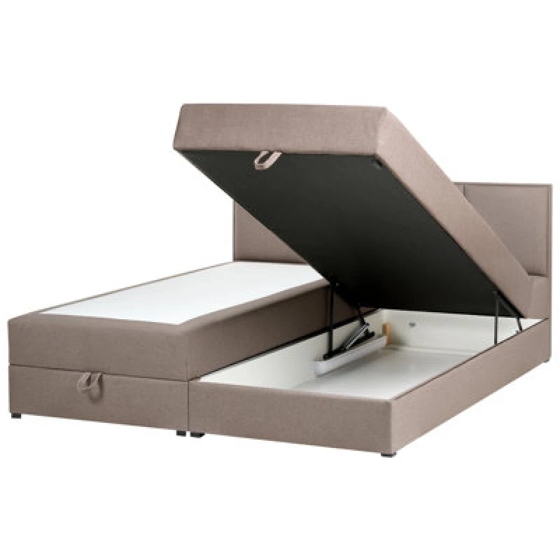 Image of Beliani Divan Bed With Storage Fabric Baronet 180 X 200 Cm (Eu Super King) Taupe