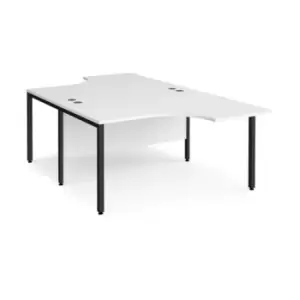 image of Office Desk 2 Person Corner Desk 1400mm White Tops With Black Frames Maestro 25