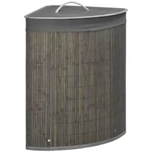 Image of Bamboo Laundry Basket with Lid 55L Corner Laundry Hamper Washing