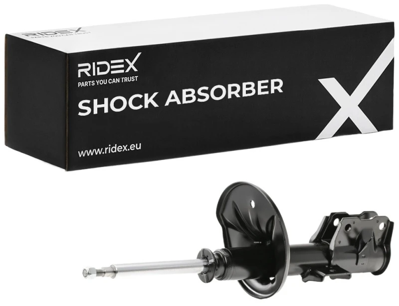 Image of RIDEX 854S0069 Shock absorber Front Axle Right, Gas Pressure, Twin-Tube, Suspension Strut, Bottom Clamp Shock Absorber (854)