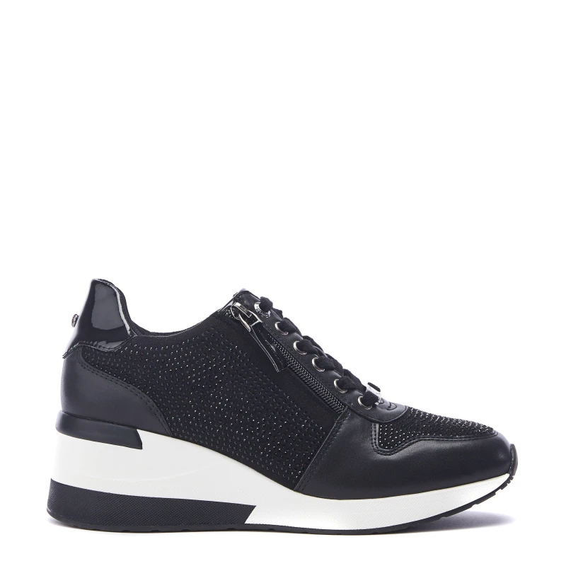Image of Moda in Pelle Womens Brookie Wedge Trainers BLACK female 7 (40)