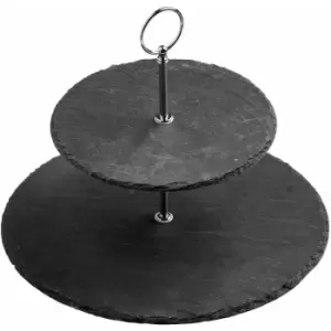 image of Premier Housewares - Slate 2 Tier Round Cake Stand