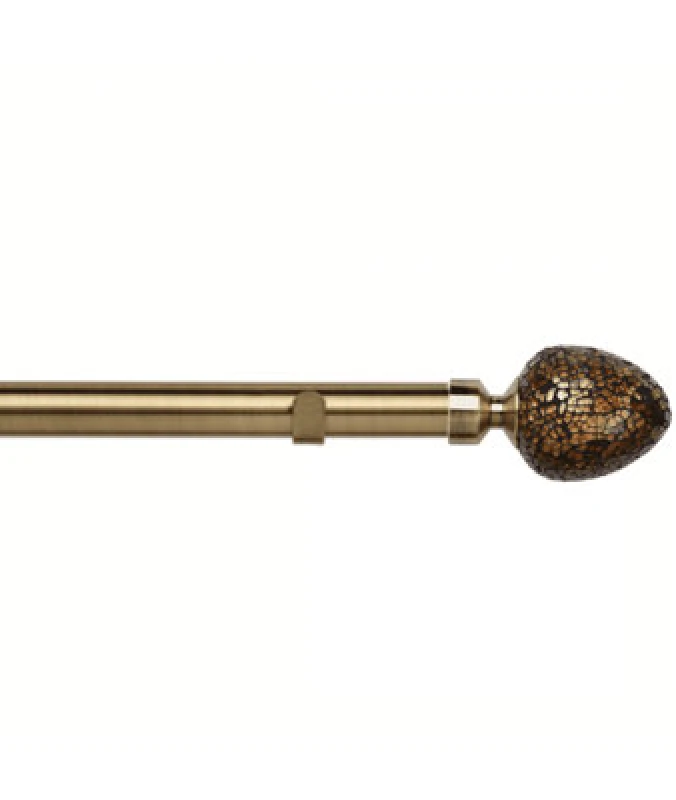 Image of Unknown 28mm Fixed Length Metal Eyelet Curtain Pole Set In Antique Brass - Alexia Finial, 50Cm