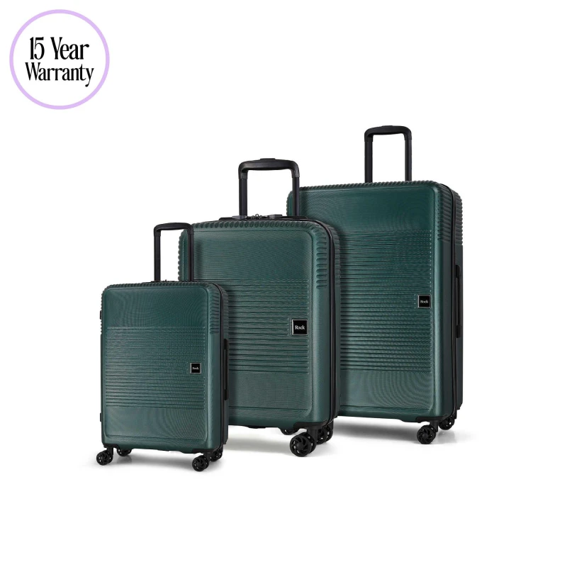 Image of Rock Rock Lincoln 3pc Suitcase Set Forest Green - Rock - Size: 3 Piece Set Forest Green 3 Piece Set SH48102