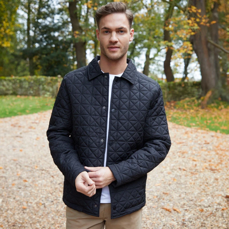 Image of Threadbare Lightweight Collared Quilted Jacket Black
