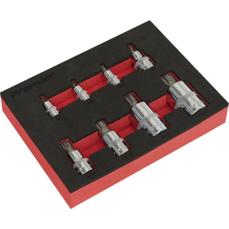 Image of Loops 8pc Ribe Star Socket Bit Set - 1/4" 3/8" & 1/2" Square Drive - S2 Steel Shaft Metallics