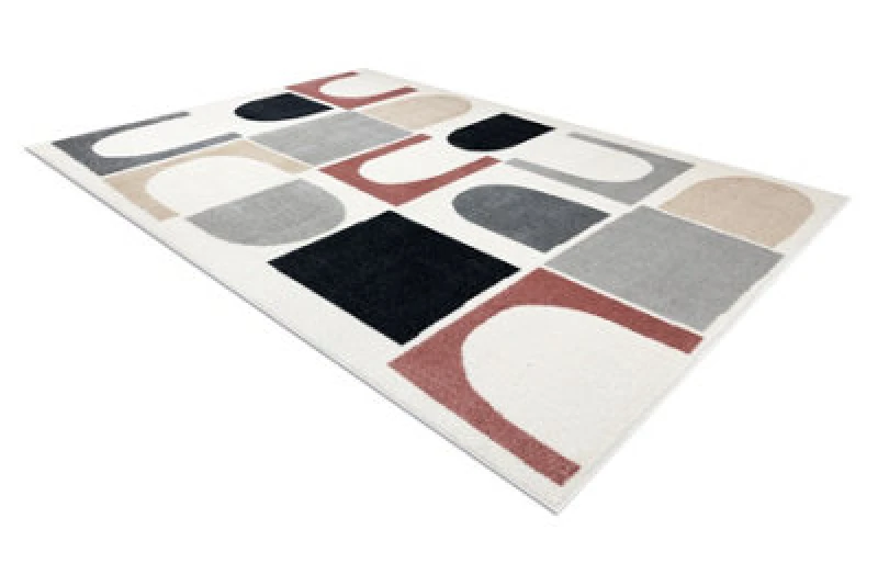 Image of RugsX Carpet Fusion 0213 White / Dark Pink - Geometric, Modern, Abstract 80X150 Cm