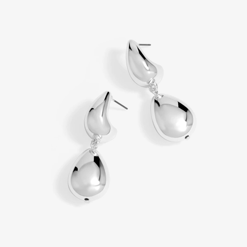 Image of Mood Silver Polished Dome Orb Hoop Earrings Silver One Size