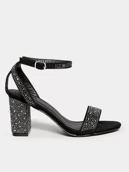 image of Yours Extra Wide Fit Diamante Sandal - Black, Size E, Women