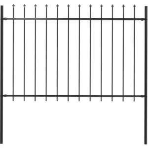 image of Garden Fence with Spear Top Steel 1.7x1.2 m Black Vidaxl Black