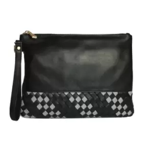 Image of Eastern Counties Leather Womens/Ladies Carmen Wave Detail Clutch Bag (One size) (Black/Stone)