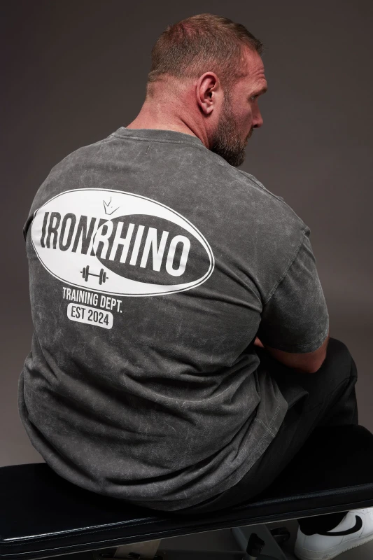 Image of BadRhino BadRhino Men Short Sleeve 'Training Dept' Acid Wash T-Shirt in Grey Size: 2X-large Grey XXL Male 5063589212474