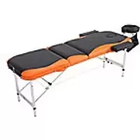 image of HOMCOM Professional Portable Massage Table W/Headrest-Black/Orange