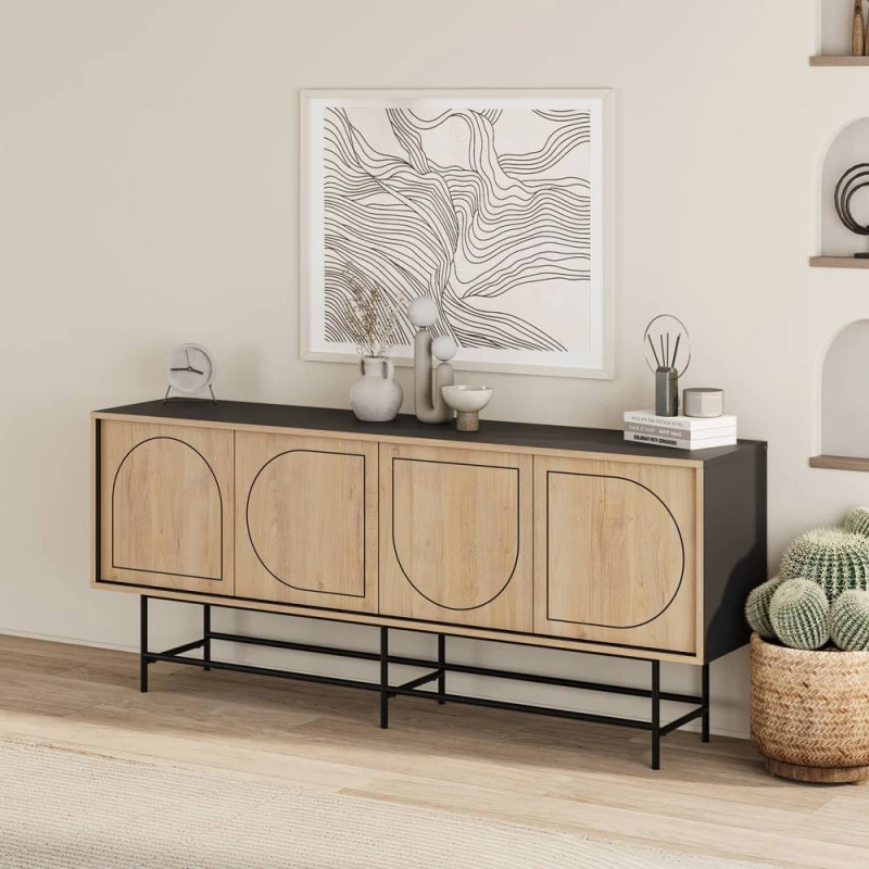 Image of Decortie Joji' Modern Sideboard Cabinet 187cm Size: 2 Pack Multicolor Unisex 2 Pack