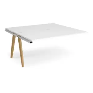 Image of Bench Desk Add On 2 Person Rectangular Desks 1600mm White Tops With White Frames 1600mm Depth Fuze