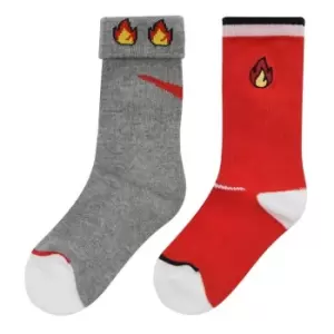 image of Nike 2 Pack Fold Over Crew Socks - Grey