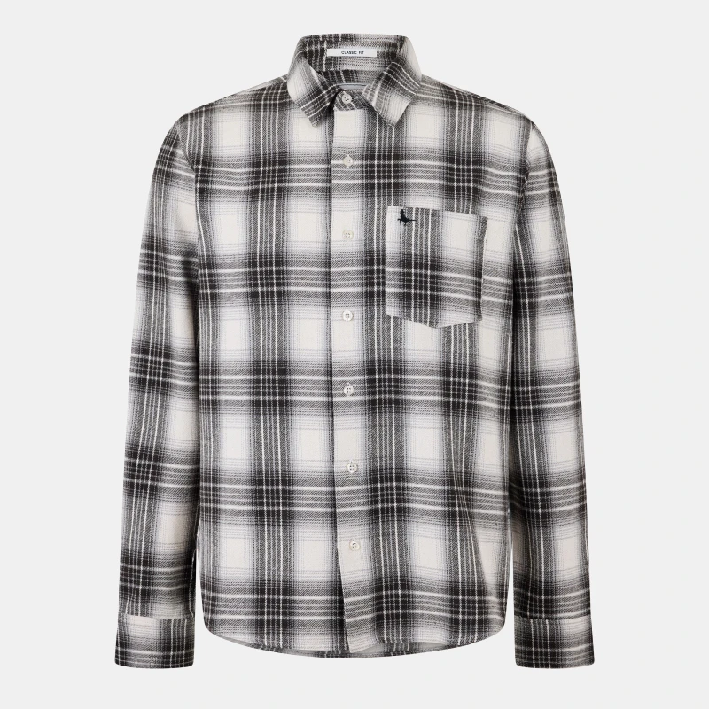 Image of Jack Wills Mens Cotswold Long Sleeve Patterned Shirt Off-White male XS