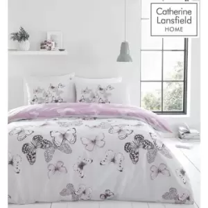 Image of Scatter Butterfly Easy Care King Duvet Set Heather - Multicoloured - Catherine Lansfield