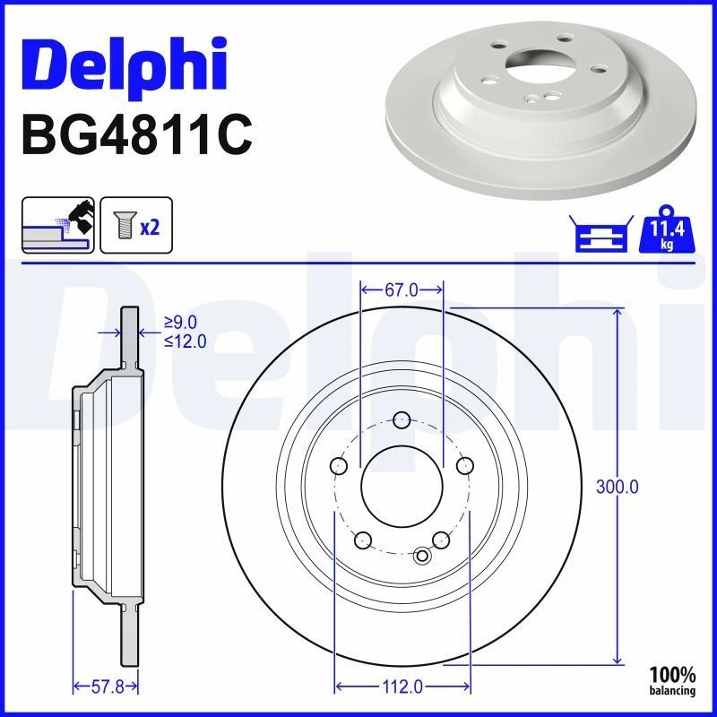 Image of DELPHI Brake disc DELPHI BG4811C