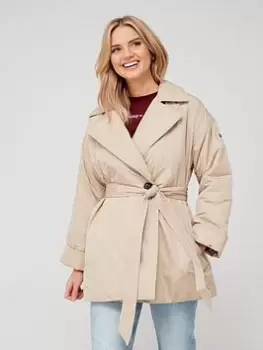 Image of Tommy Hilfiger Clean Padded Peacoat - Beige, Beige, Size XL, Women