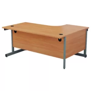 image of Jemini Radial Left Hand Cantilever Desk 1800x1200x730mm Beech/Silver KF801964