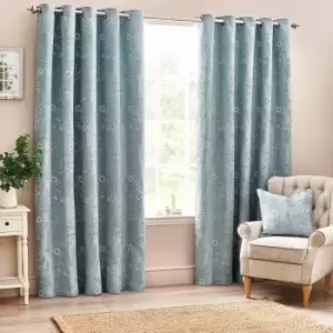 Image of Sophia Room Darkening Eyelet Curtains Blue / 117 x 183cm