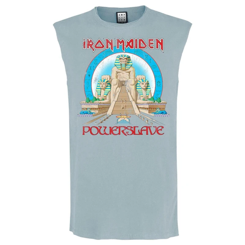 Image of Amplified Amplified Men Powerslave Iron Maiden Tank Top in Pale Blue Size: Medium Pale Blue M Male 5063527856852