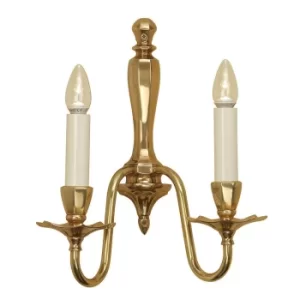 image of Asquith 2 Light Indoor Twin Candle Wall Light Solid Brass, E14