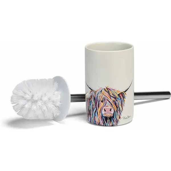 image of Croydex - Art by Steven Brown Angus McCoo Toilet Brush & Holder, Ceramic, White - Ceramic