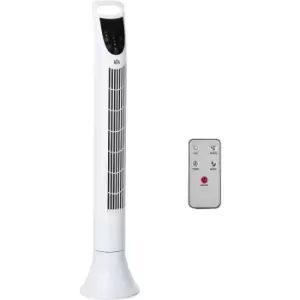 image of LED 36" Tower Fan 70° Oscillation 3 Speed Remote Controller, White - Homcom