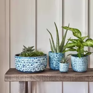 image of Ivyline Sapphire Reactive Glaze Planter - H21Cm D21Cm