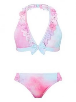 image of Monsoon Girls Alice Tie Dye Bikini - Pink, Size Age: 7-8 Years, Women