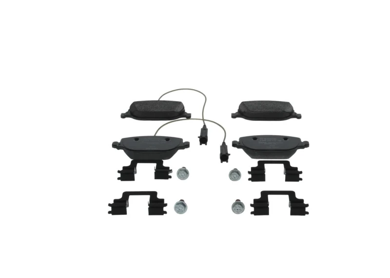 Image of Bosch 0 986 494 717 Brake pad set with integrated wear sensor, with accessories, with bolts/screws Low-Metallic Brake Pad Set,disc brake (402)