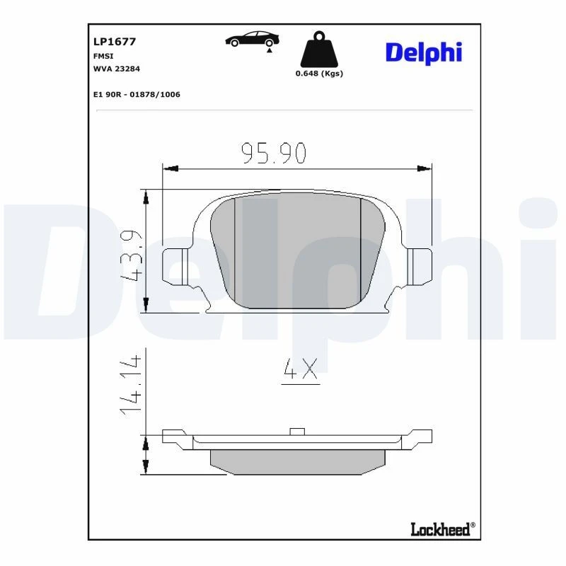 Image of DELPHI Brake pad set DELPHI LP1677