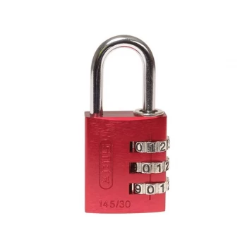 image of Abus 145 Series Aluminium Combination Padlock 30mm Red Standard