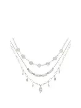 image of Bibi Bijoux Silver 'Mystic Charm' Triple Layer Necklace, Silver, Women