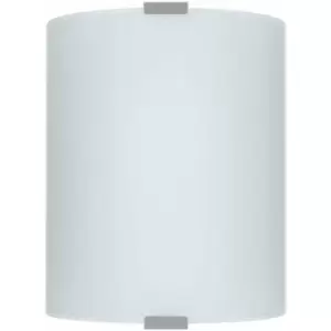Image of Wall Flush Ceiling Light Colour Silver Shade White Satin Glass Bulb E27 1x60W
