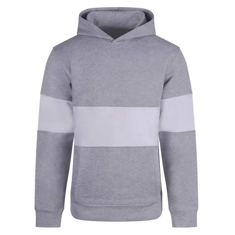 Image of Front Row Mens Panelled Heavyweight Hoodie in Pale Grey Size: XS Pale Grey Male XS