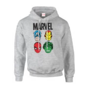 Image of Marvel Multi Heads Mens Grey Pullover Hoodie - M - Grey