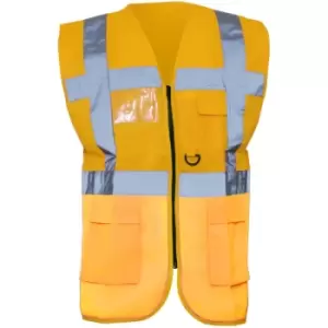 image of Yoko Hi-Vis Premium Executive/Manager Waistcoat / Jacket (Pack of 2) (S) (Hi Vis Orange) - Hi Vis Orange