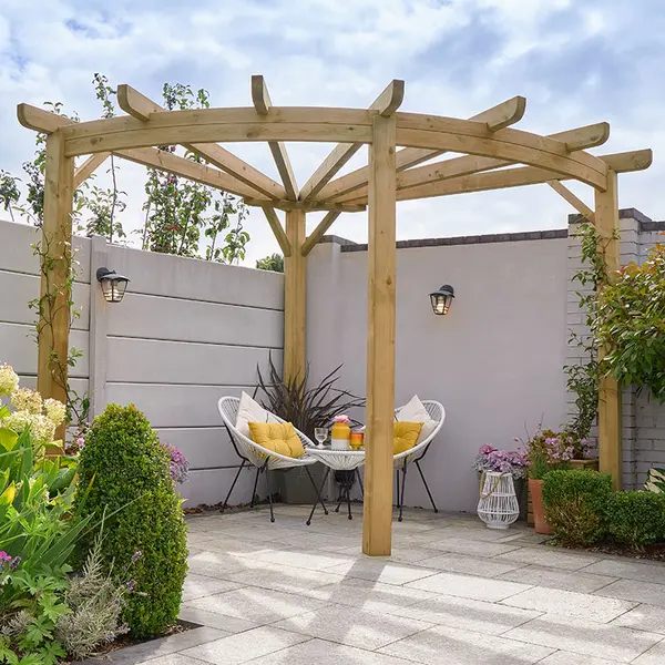 image of 9' x 9' Forest Premium Radial Wooden Garden Corner Pergola (2.75m x 2.75m)