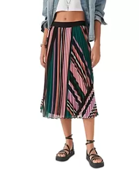 image of ba & sh Uhendy Printed Pleated Midi Skirt