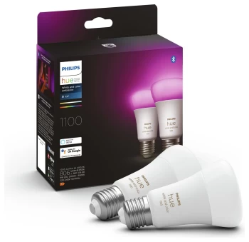Image of Philips Hue E27 Colour Smart Bulb With Bluetooth - 2 Pack