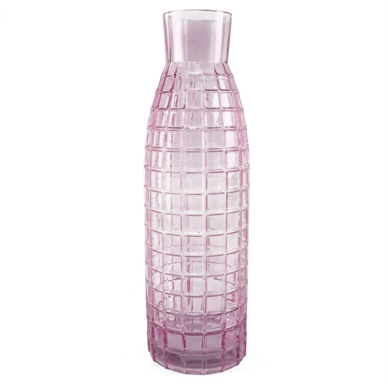 Image of Leaf Glass Vase Tall Pink Square Glass Vase 49cm Botanik Pink