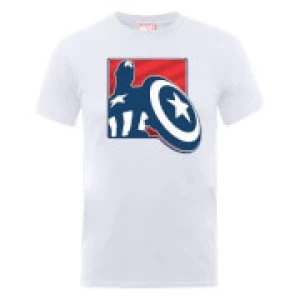 Image of Marvel Avengers Assemble Captain America Outline Badge T-Shirt - White - L
